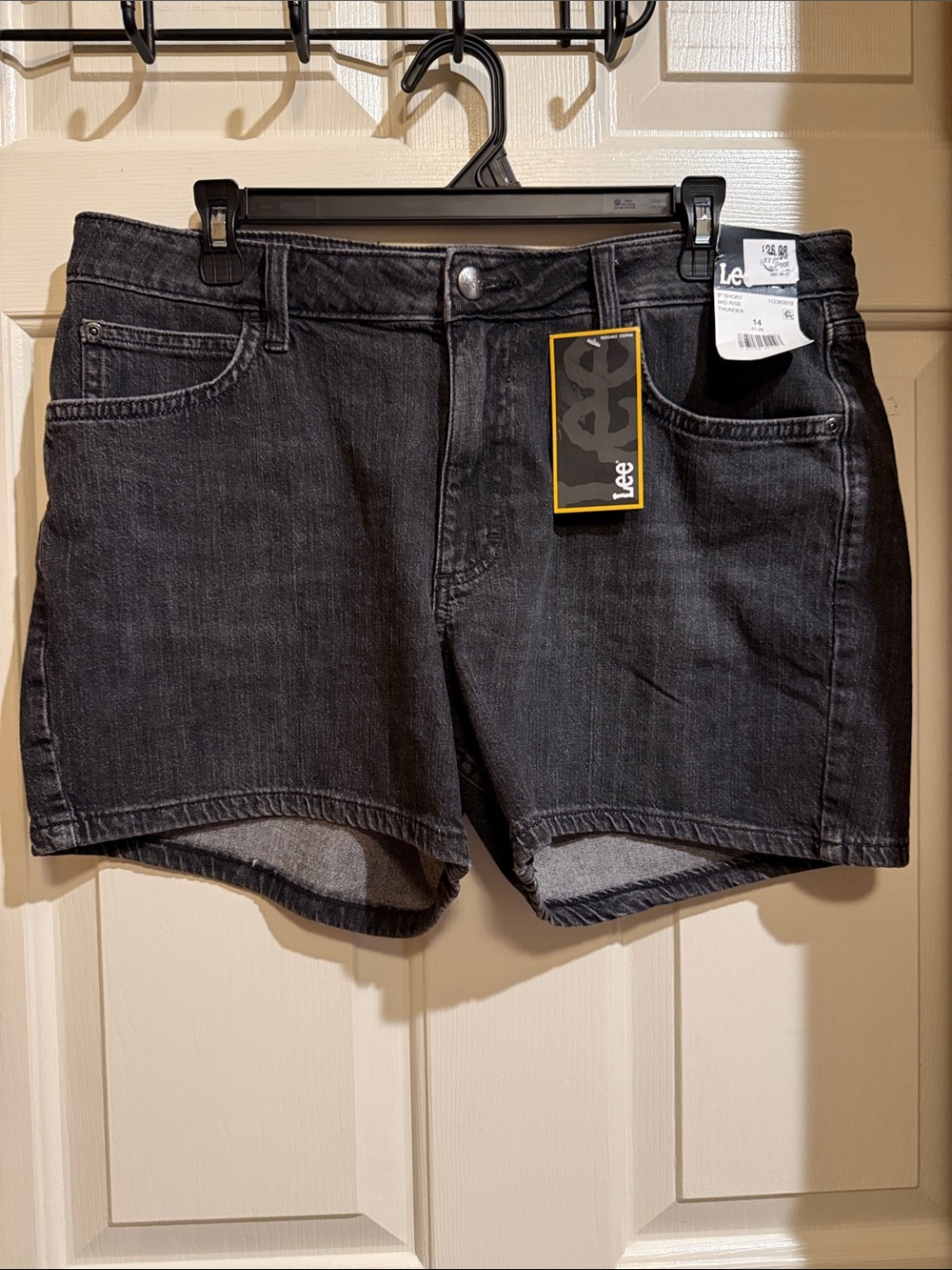 Lee Black Denim Mid-Rise Jean Shorts